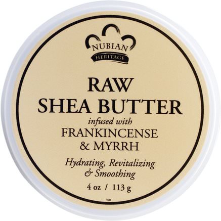 Raw Shea Butter, Infused with Frankincense & Myrrh, 4 oz (113 g) by Nubian Heritage-Hälsa, Hud, Sträckmärken Ärr, Bad, Skönhet, Sheasmör