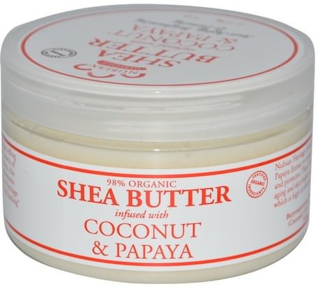 Shea Butter, Infused With Coconut & Papaya, 4 oz (114 g) by Nubian Heritage-Bad, Skönhet, Sheasmör