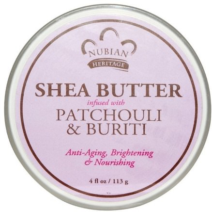 Shea Butter, Infused with Patchouli & Buriti, 4 fl oz (113 g) by Nubian Heritage-Bad, Skönhet, Sheasmör