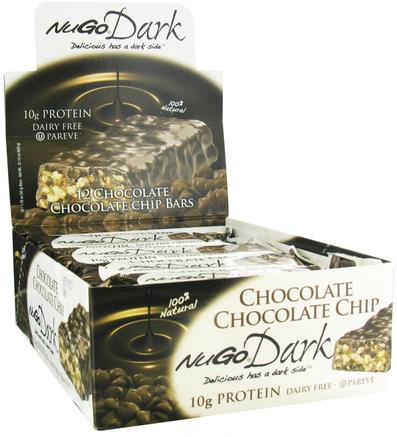Organic Protein Bars, Dark Chocolate Chip, 12 Bars, 1.76 oz (50 g) Each by NuGo Nutrition-Sport, Protein Barer