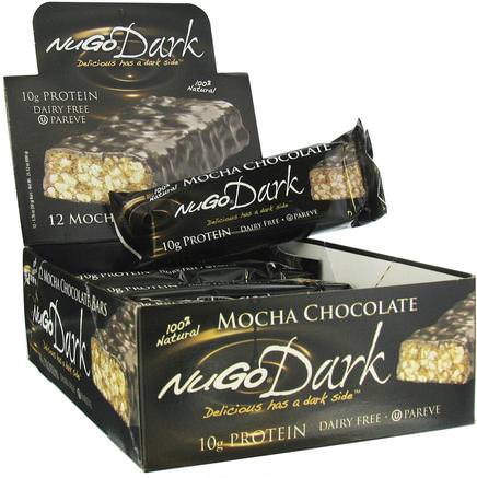 Organic Protein Bars, Dark Mocha Chocolate, 12 Bars, 1.76 oz (50 g) Each by NuGo Nutrition-Sport, Protein Barer