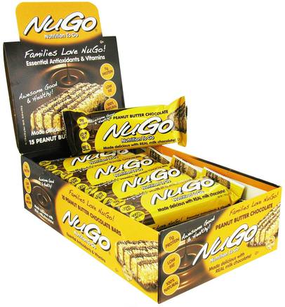 Nutrition To Go, Peanut Butter Chocolate Bars, 15 Bars, 1.76 oz (50 g) Each by NuGo Nutrition-Sport, Protein Barer