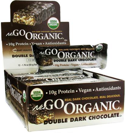 Organic Protein Bars, Double Dark Chocolate, 12 Bars, 1.76 oz (50 g) Each by NuGo Nutrition-Sport, Protein Barer