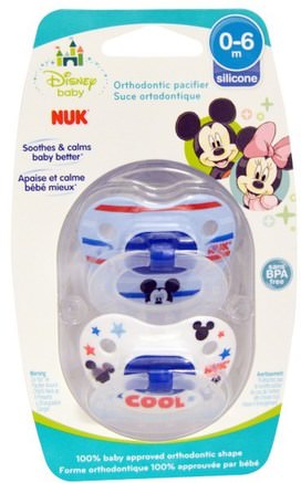 Disney Baby, Mickey Mouse Orthodontic Pacifier, 0-6 Months, 2 Pacifiers by NUK-Barns Hälsa, Bebis, Barn, Pacifiers