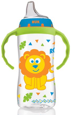 Large Learner Cup, 9+ Months, Jungle Boy, 1 Cup, 10 oz (300 ml) by NUK-Barns Hälsa, Barnmat