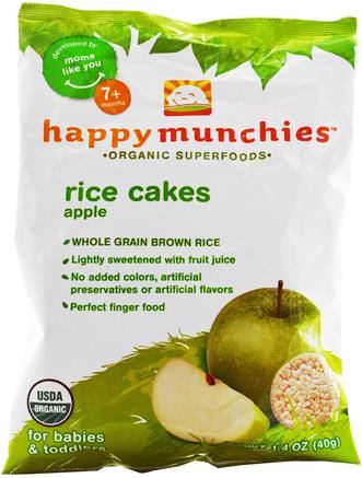 happy munchies, Rice Cakes, Apple, 1.4 oz (40 g) by Nurture (Happy Baby)-Barns Hälsa, Babyfodring, Baby Snacks Och Fingermat