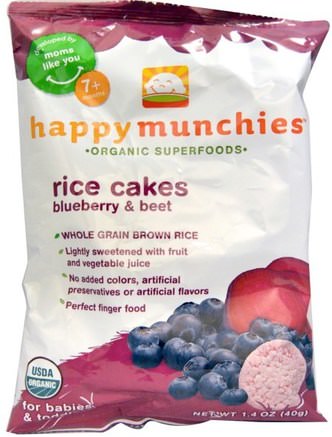 happy munchies, Rice Cakes, Blueberry & Beet, 1.4 oz (40 g) by Nurture (Happy Baby)-Barns Hälsa, Babyfodring, Baby Snacks Och Fingermat