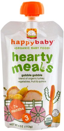Organic Baby Food, Hearty Meals, Gobble Gobble, Stage 3, 4 oz (113 g) by Nurture (Happy Baby)-Barns Hälsa, Babyfodring, Mat