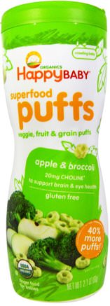 Organic Superfood Puffs, Apple & Broccoli, 2.1 oz (60 g) by Nurture (Happy Baby)-Barns Hälsa, Babyfodring, Baby Snacks Och Fingermat