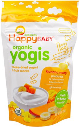Organic Yogis, Freeze Dried Yogurt & Fruit Snacks, Banana Mango, 1 oz (28 g) by Nurture (Happy Baby)-Barns Hälsa, Babyfodring, Baby Snacks Och Fingermat