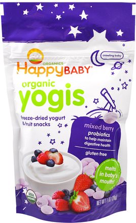 Organic Yogis, Freeze Dried Yogurt & Fruit Snacks, Mixed Berry, 1 oz (28 g) by Nurture (Happy Baby)-Barns Hälsa, Babyfodring, Baby Snacks Och Fingermat