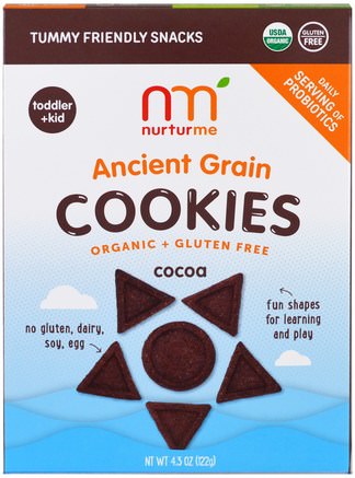 Organic Ancient Grain Cookies, Cocoa, 4.3 oz (122 g) by NurturMe-Barns Hälsa, Babyfodring, Baby Snacks Och Fingermat, Småbarnsmad