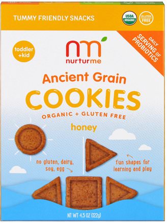 Organic Ancient Grain Cookies, Honey, 4.3 oz (122 g) by NurturMe-Barns Hälsa, Babyfodring, Baby Snacks Och Fingermat, Småbarnsmad