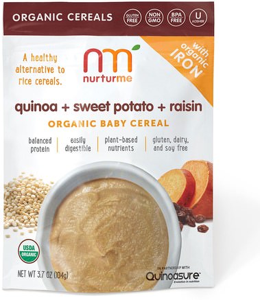 Organic Baby Cereal, Quinoa + Sweet Potato + Raisin, 3.7 oz (104 g) by NurturMe-Barns Hälsa, Barnmat, Babyfodring, Barnflingor