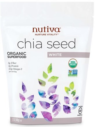 Nutiva, Organic Superfood, Chia Seed, White, 12 oz (340 g) by Nutiva-Kosttillskott, Efa Omega 3 6 9 (Epa Dha), Chia Frön, Nutiva Chia Frön