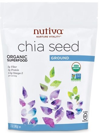 Organic Ground Chia Seed, 12 oz (340 g) by Nutiva-Kosttillskott, Efa Omega 3 6 9 (Epa Dha), Chia Frön, Nutiva Chia Frön
