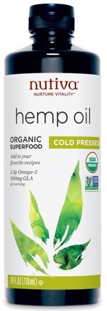 Organic Hemp Oil, Cold Pressed, 24 fl oz (710 ml) by Nutiva-Kosttillskott, Efa Omega 3 6 9 (Epa Dha), Hampprodukter, Hampfröolja