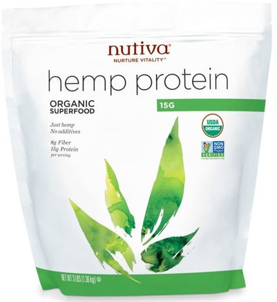 Organic Hemp Protein 15g, 3 lbs (1.36 kg) by Nutiva-Kosttillskott, Efa Omega 3 6 9 (Epa Dha), Hampprodukter, Hampproteinpulver