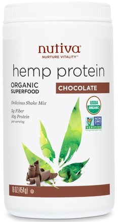Organic Superfood, Hemp Protein Shake Mix, Chocolate, 16 oz (454 g) by Nutiva-Kosttillskott, Efa Omega 3 6 9 (Epa Dha), Hampa Produkter, Hampproteinpulver, Näringshamprodukter