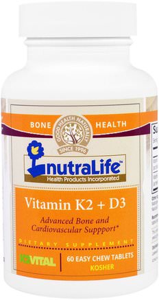 Vitamin K2 + D3, 60 Easy Chew Tablets by NutraLife-Vitaminer, Vitamin D3