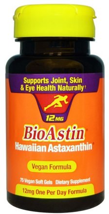 BioAstin, 12 mg, 75 Vegan Soft Gels by Nutrex Hawaii-Bioastin