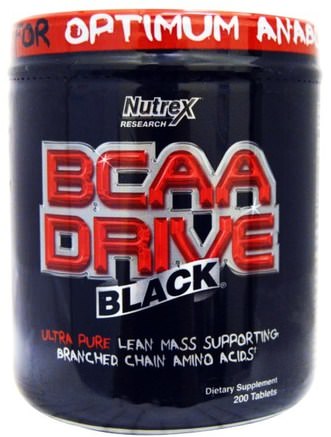 BCAA Drive Black, 200 Tablets by Nutrex Research Labs-Kosttillskott, Aminosyror, Bcaa (Förgrenad Aminosyra)