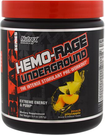 Black Series, Hemo-Rage Underground, Peach Pineapple, 9.4 oz (267 g) by Nutrex Research Labs-Sport, Träning