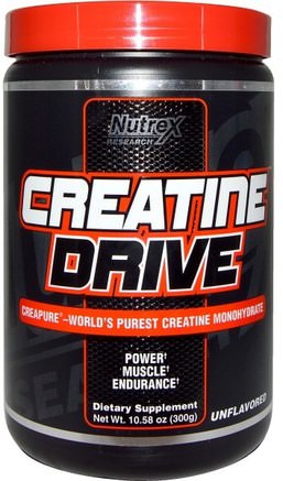 Creatine Drive, Unflavored, 10.58 oz (300 g) by Nutrex Research Labs-Sverige