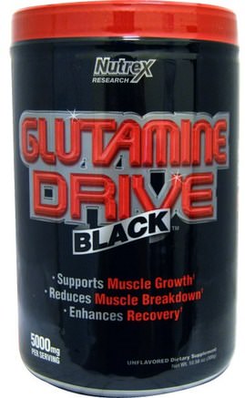 Glutamine Drive Black, Unflavored, 5000 mg, 10.58 oz (300 g) by Nutrex Research Labs-Kosttillskott, Aminosyror, L Glutaminpulver, Sport