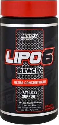 Lipo 6 Black, Ultra Concentrate, Fruit Punch, 70 g by Nutrex Research Labs-Viktminskning, Kost, Sport