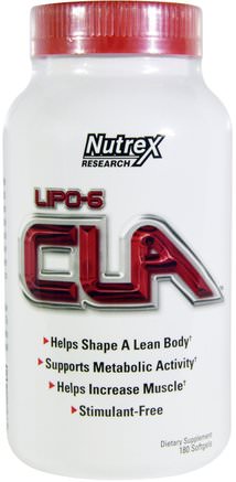 Lipo-6 CLA, 180 Softgels by Nutrex Research Labs-Viktminskning, Kost, Cla (Konjugerad Linolsyra), Sport, Muskel