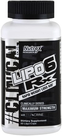 Lipo-6 Rx, Rapid Weight Loss Aid, Maximum Strength, 60 Liqui-Caps by Nutrex Research Labs-Viktminskning, Kost, Sport