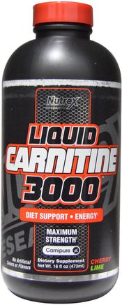 Liquid Carnitine 3000, Cherry Lime, 16 fl oz (473 ml) by Nutrex Research Labs-Hälsa, Energi, Kosttillskott, L Karnitinvätska