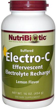 Buffered Electro-C, Lemon Flavor, 16 oz (454 g) by NutriBiotic-Kosttillskott, Brusande