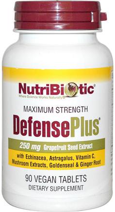 DefensePlus, 250 mg Grapefruit Seed Extract, 90 Vegan Tablets by NutriBiotic-Kosttillskott, Grapefruktfrö Extrakt
