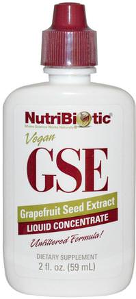 GSE Liquid Concentrate, Grapefruit Seed Extract, 2 fl oz (59 ml) by NutriBiotic-Kosttillskott, Grapefruktfrö Extrakt