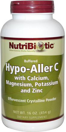 Hypo-Aller C, Buffered, Effervescent Crystalline Powder, 16 oz (454 g) by NutriBiotic-Vitaminer, Vitamin C, Vitamin C-Pulver Och Kristaller