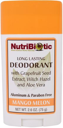 Long Lasting Deodorant, Mango Melon, 2.6 oz (75 g) by NutriBiotic-Bad, Skönhet, Deodorant, Kroppsvård