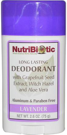Long Lasting Deodorant Stick, Lavender, 2.6 oz (75 g) by NutriBiotic-Bad, Skönhet, Deodoranta Kvinnor