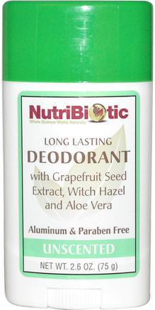 Long Lasting Deodorant Stick, Unscented, 2.6 oz (75 g) by NutriBiotic-Bad, Skönhet, Deodorant