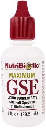 Maximum GSE, Liquid Concentrate, Grapefruit Seed Extract, 1 fl oz (29.5 ml) by NutriBiotic-Kosttillskott, Grapefruktfrö Extrakt