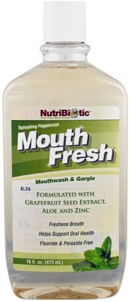 Mouth Fresh, Mouthwash & Gargle, Refreshing Peppermint, 16 fl oz (473 ml) by NutriBiotic-Bad, Skönhet, Muntlig Tandvård, Munvatten