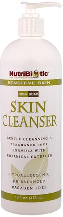 Non-Soap Skin Cleanser, Fragrance Free, 16 fl oz (473 ml) by NutriBiotic-Skönhet, Ansiktsvård, Ansiktsrengöring, Hudtyp Rosacea, Känslig Hud