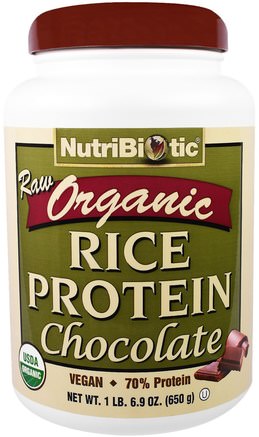 Organic Raw Rice Protein, Chocolate, 6.9 oz (650 g) by NutriBiotic-Kosttillskott, Protein, Risproteinpulver