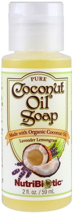 Pure Coconut Oil Soap, Lavender Lemongrass, 2 fl oz (59 ml) by NutriBiotic-Bad, Skönhet, Tvål
