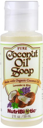 Pure Coconut Oil Soap, Lavender & Mint, 2 fl oz (59 ml) by NutriBiotic-Bad, Skönhet, Tvål