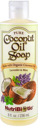 Pure Coconut Oil Soap, Lavender & Mint, 8 fl oz (236 ml) by NutriBiotic-Bad, Skönhet, Tvål