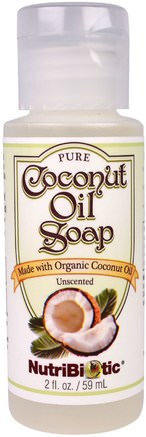 Pure Coconut Oil Soap, Unscented, 2 fl oz (59 ml) by NutriBiotic-Bad, Skönhet, Tvål, Duschgel