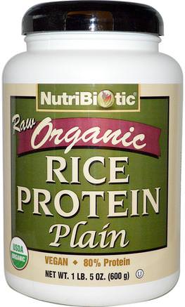 Raw Organic Rice Protein, Plain, 1 lb 5 oz (600 g) by NutriBiotic-Kosttillskott, Protein, Risproteinpulver
