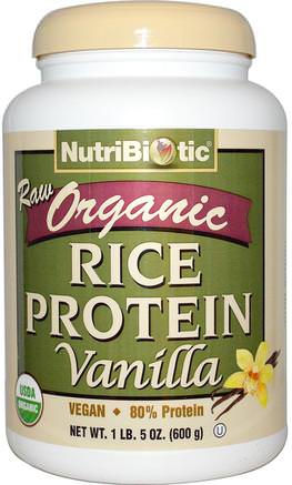 Raw Organic Rice Protein, Vanilla, 1 lb 5 oz (600 g) by NutriBiotic-Kosttillskott, Protein, Risproteinpulver